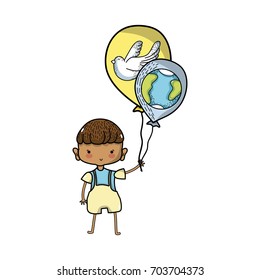 nice boy with balloons design in the hand