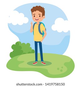 nice boy with casual clothes and hairstyle