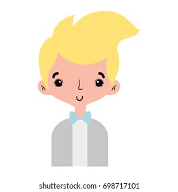 nice boy with elegant suit and hairstyle design