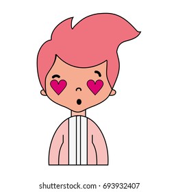 nice boy with elegant suit and heart eyes