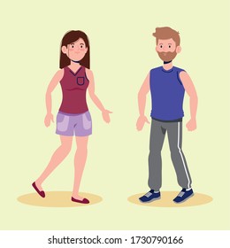 nice boy and girl talking with casual clothes, vector illustration
