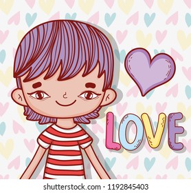 nice boy harstyle with heart and love message