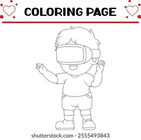 nice boy is playing coloring page for kids