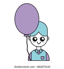 nice boy with uniform clothes and balloon