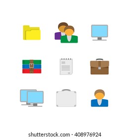Nice bright flat icons for computer and internet