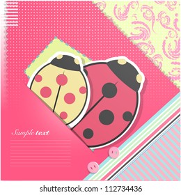 Nice brochure with ladybugs. Vector design.