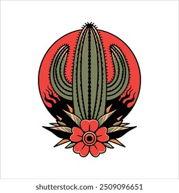 nice cactus tattoo vector design