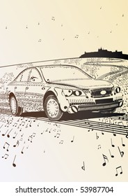 nice car made of music notes