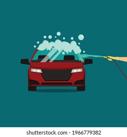 nice car wash, flat design premium vector illustration