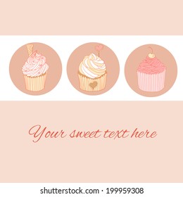 Nice card with cup cakes made in vector