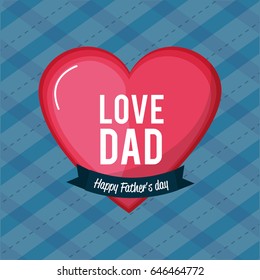 nice card to father day with heart and ribbon