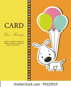 Nice card with funny cartoon dog. Vector illustration