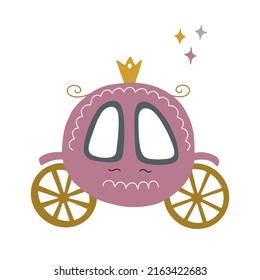 Nice carriage for a princess. Vector illustration on white background for nursery or textile decoration