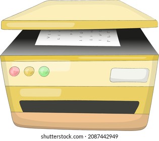 Nice Cartoon Copier Machine Or Xerox. Hand Drawn Vector Illustration