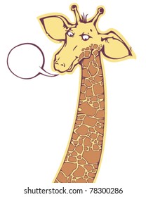 Nice cartoon giraffe with speech bubble
