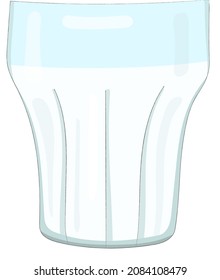 Nice cartoon glass of milk. Glassware for a fairy-tale character or doll. Toy kitchen. Hand drawn vector illustration