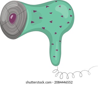 Nice cartoon hair dryer. An electrical device for a fairy-tale character or doll. Toy house. Hand drawn vector illustration