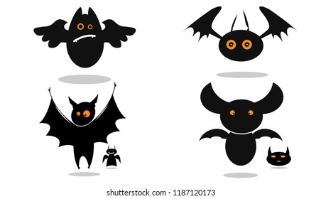 Nice Cartoon Halloween Black Cat, Set of cartoon Halloween, Vector Illustration.