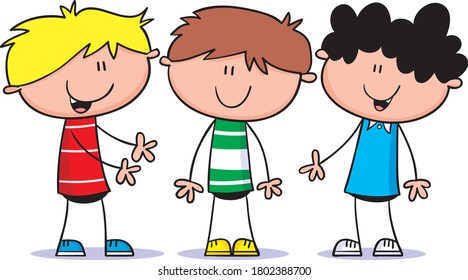 Nice cartoon illustration of children talking.