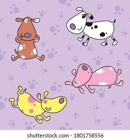 Bonita ilustración de dibujos animados sin fisuras con huellas de perros y garras.