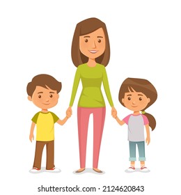 Nice Cartoon Illustration Young Single Mother Stock Vector (Royalty ...