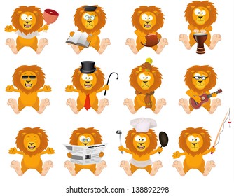 Nice cartoon lions set