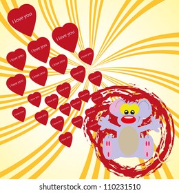 Nice  cartoon mouse with hearts