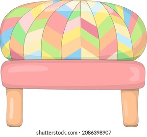 Nice cartoon ottoman. Furniture for a fairy-tale character or doll. Toy house. Hand drawn vector illustration