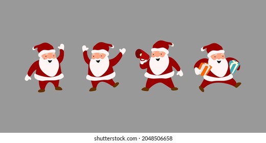 buen dibujo animado santa claus en diferentes poses