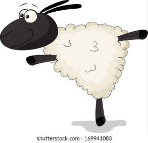 Nice cartoon vector sheep is a acrobat