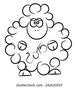 Nice cartoon vector sheep isolated on a white background 