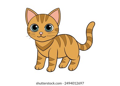 Nice Cat Vector Illustration Cartoon, Clipart, and Line Art Design for Print.