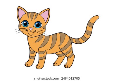 Dibujos animados, Clipart y diseño de arte de línea de Ilustración vectorial de gato bonito para impresión.