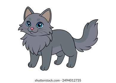 Nice Cat Vector Illustration Cartoon, Clipart, and Line Art Design for Print.