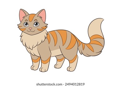 Nice Cat Vector Illustration Cartoon, Clipart, and Line Art Design for Print.