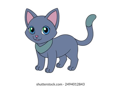 Nice Cat Vector Illustration Cartoon, Clipart, and Line Art Design for Print.