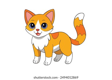 Nice Cat Vector Illustration Cartoon, Clipart, and Line Art Design for Print.