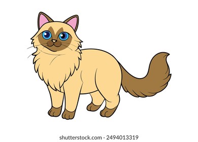 Nice Cat Vector Illustration Cartoon, Clipart, and Line Art Design for Print.