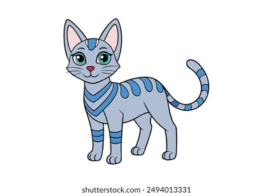 Nice Cat Vector Illustration Cartoon, Clipart, and Line Art Design for Print.