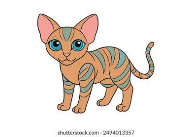 Nice Cat Vector Illustration Cartoon, Clipart, and Line Art Design for Print.