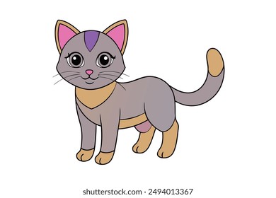 Nice Cat Vector Illustration Cartoon, Clipart, and Line Art Design for Print.