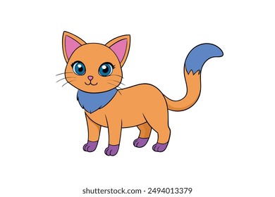 Nice Cat Vector Illustration Cartoon, Clipart, and Line Art Design for Print.