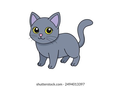 Nice Cat Vector Illustration Cartoon, Clipart, and Line Art Design for Print.