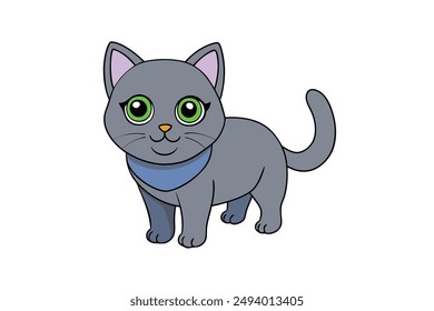 Nice Cat Vector Illustration Cartoon, Clipart, and Line Art Design for Print.