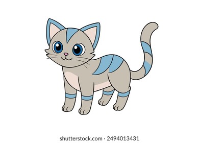 Nice Cat Vector Illustration Cartoon, Clipart, and Line Art Design for Print.
