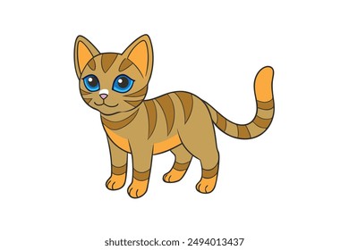 Nice Cat Vector Illustration Cartoon, Clipart, and Line Art Design for Print.