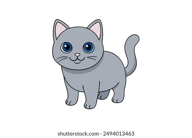 Dibujos animados, Clipart y diseño de arte de línea de Ilustración vectorial de gato bonito para impresión.