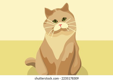 vector de ilustración amarillo lindo gato