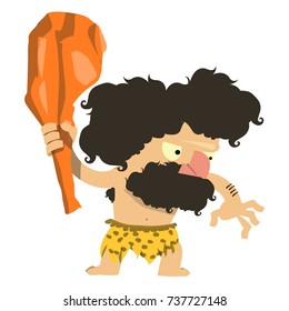 nice caveman with mallet in his hand