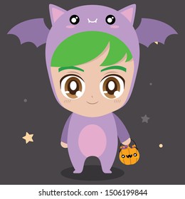 Nice characters of children with Halloween costumes